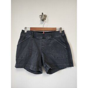 Spanx black classic stretch twill denim shorts M